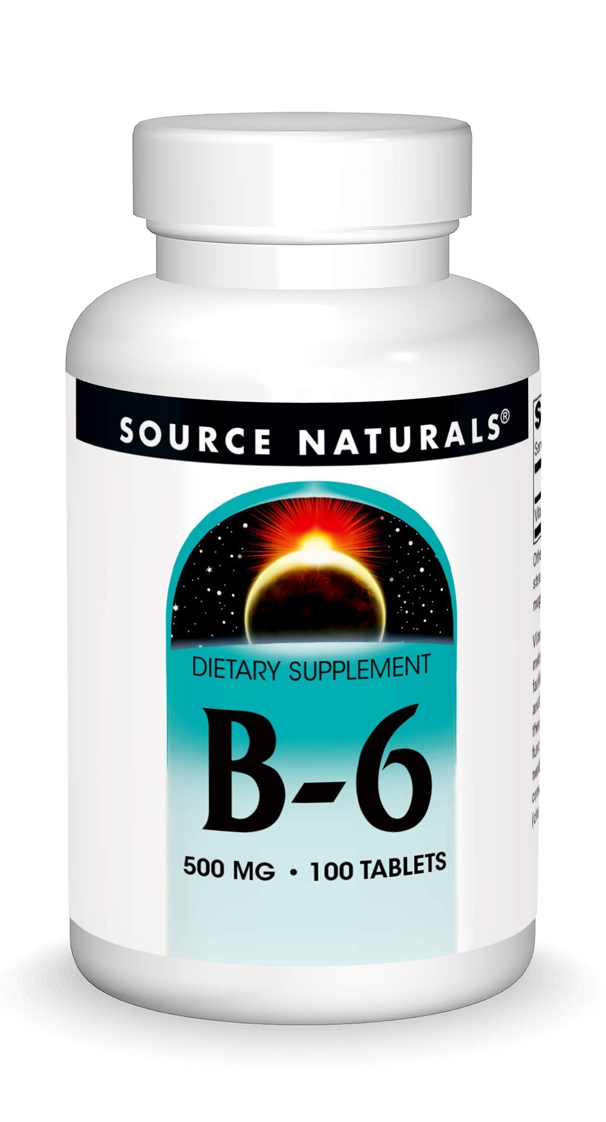 Source Naturals Vitamin B-6 500 mg – Immune System Support, 100 Tablets | Timed Release