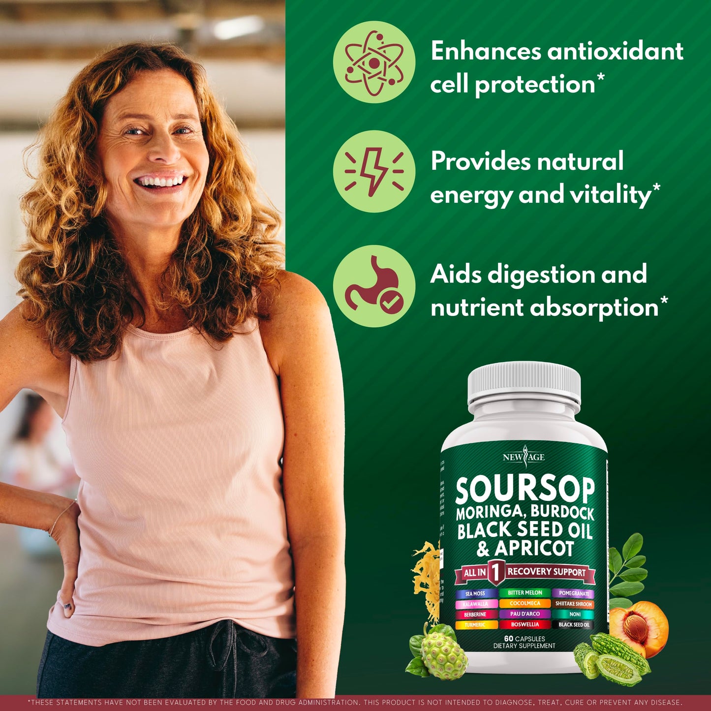 Soursop Supplement 180 Capsules – All-In-One Immune Support Blend