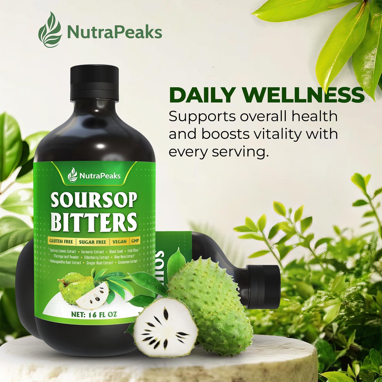 Soursop Bitters Liquid – NutraPeaks | Immune & Digestive Detox (16 oz)