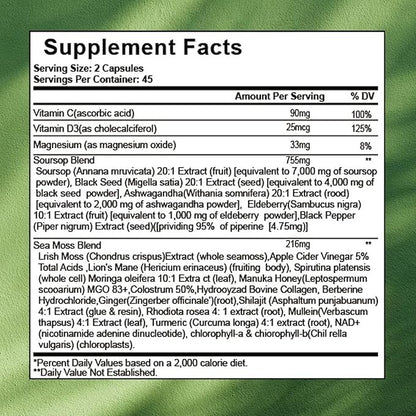 Nukupuns Soursop Capsules – 24-in-1 Formula, Non-GMO, 90 Vegan Caps