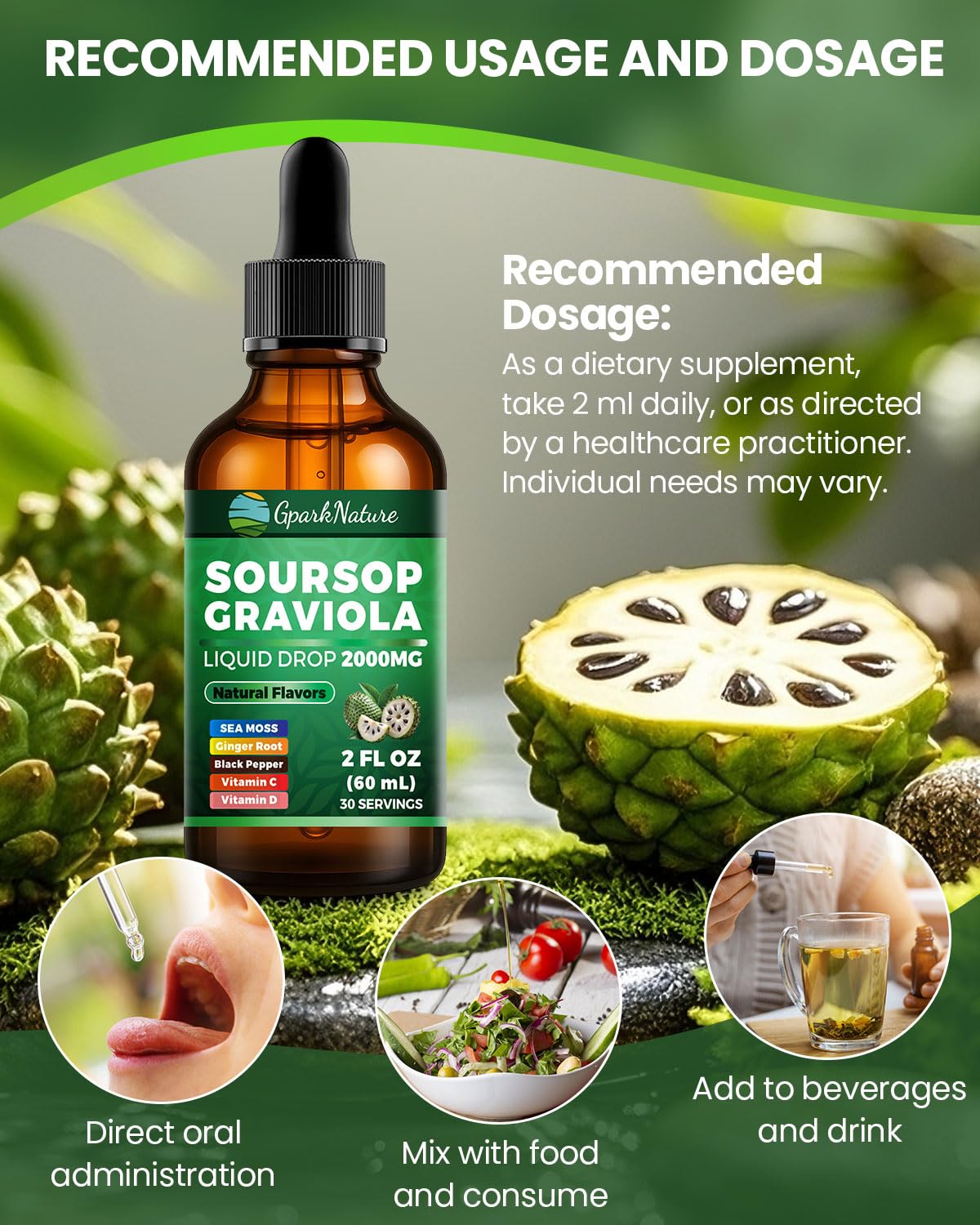 Soursop Drops & Bitters – Immune Support Tea Extract (2 oz) – Non-GMO