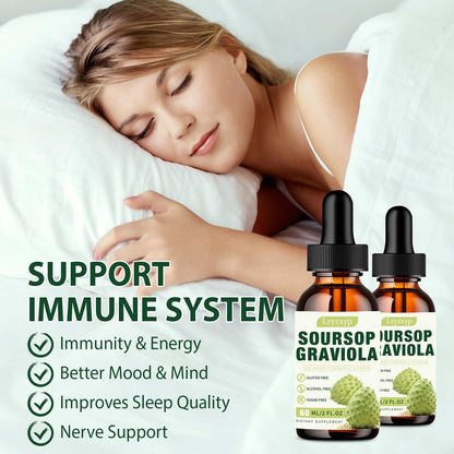2 Packs 3000MG Soursop Graviola Drops – Immune, Antioxidant & Sleep Support | 4 Fl Oz (2)