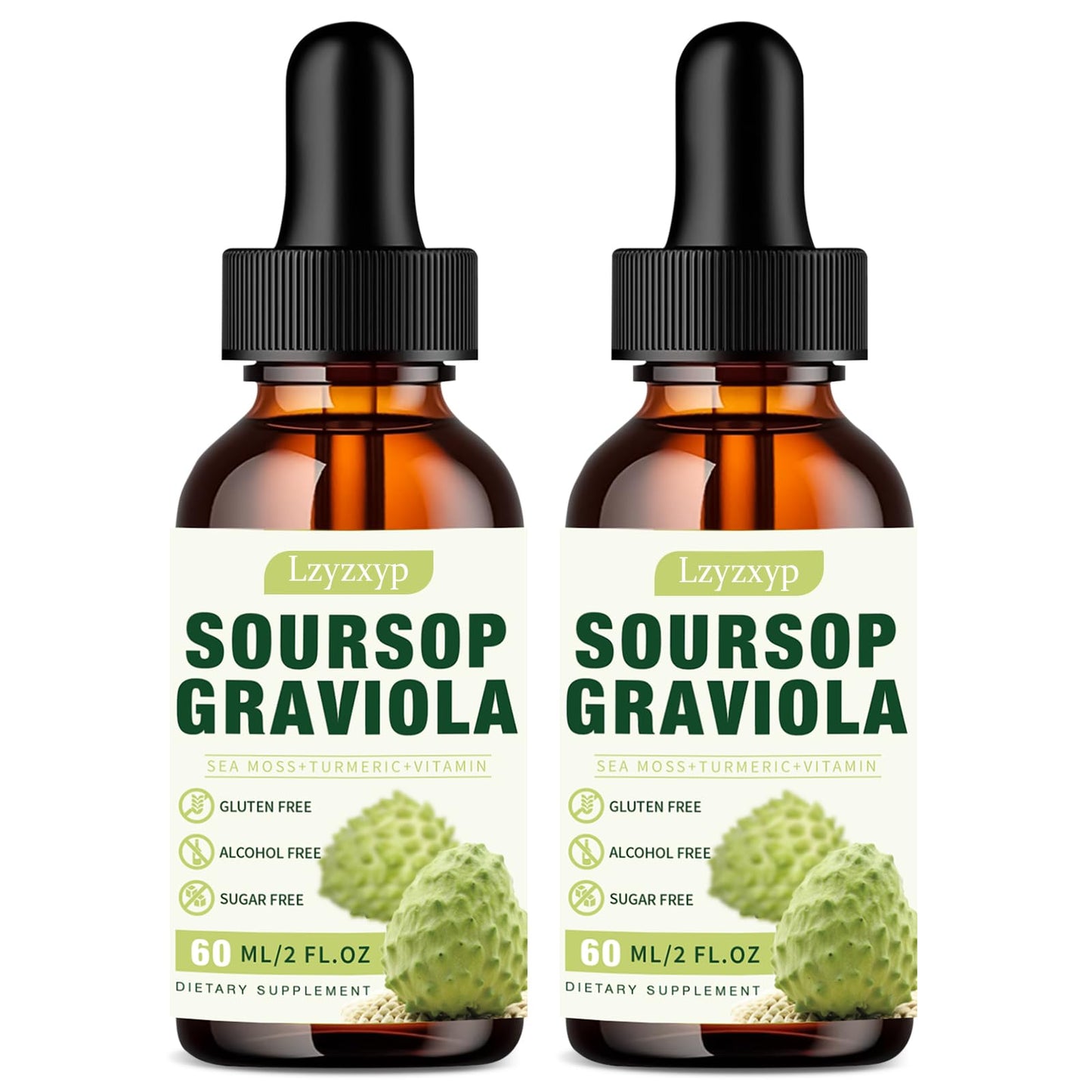 2 Packs 3000MG Soursop Graviola Drops – Immune, Antioxidant & Sleep Support | 4 Fl Oz (2)