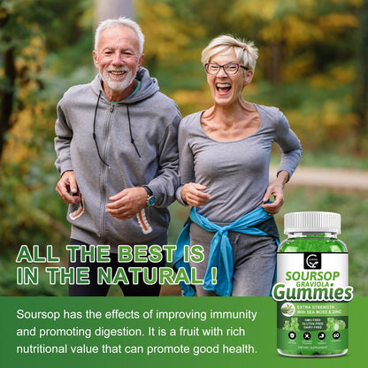 (2 Pack) Soursop Graviola Gummies - 2200mg Leaf Extract, Vitamin C, Sea Moss & Zinc
