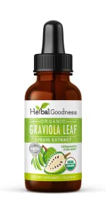 Herbal Goodness Organic Soursop Graviola Leaf Extract 1oz – 15X Concentrated Tincture | USDA Organic & Kosher