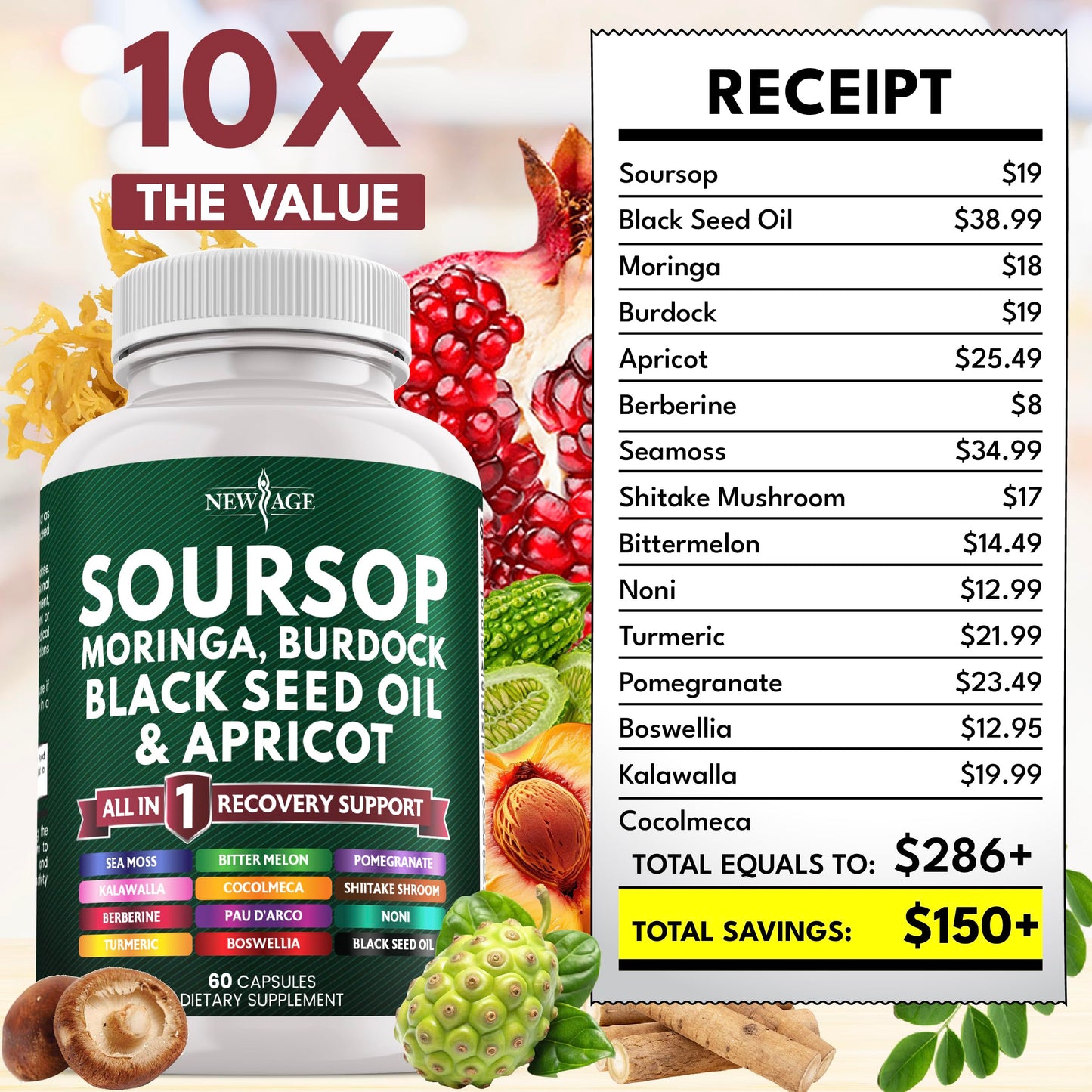 Soursop Supplement 180 Capsules – All-In-One Immune Support Blend