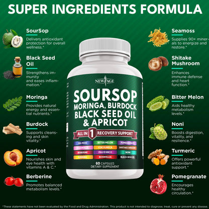 Soursop Supplement 180 Capsules – All-In-One Immune Support Blend