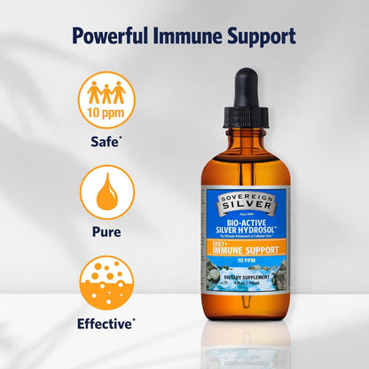 Sovereign Silver Immune Support - 10 ppm Colloidal Silver (4 oz / 118 mL)