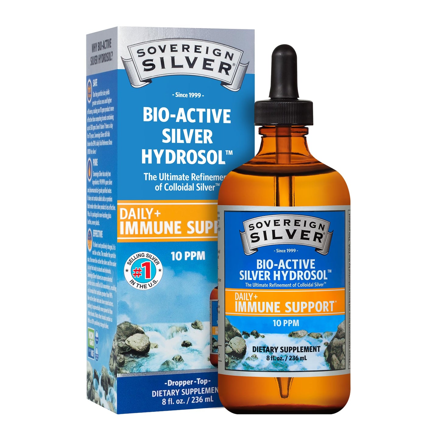 Sovereign Silver Immune Support - Colloidal Silver 10 ppm, 8 fl oz (236 mL)