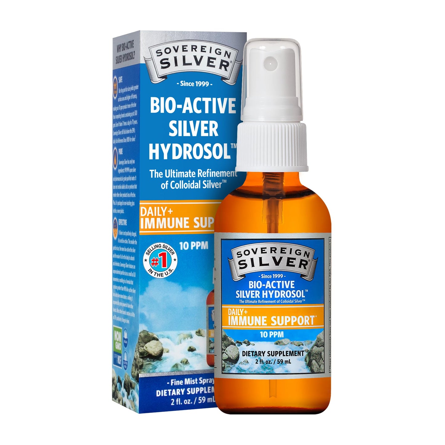 Sovereign Silver Immune Support – Colloidal Silver Hydrosol 10 ppm | Fine Mist Spray 2 fl oz