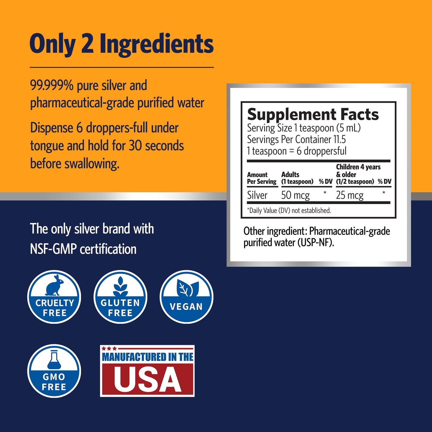 Sovereign Silver Immune Support - Colloidal Silver 10 ppm, Bio-Active Hydrosol, 59 mL (2 fl oz)