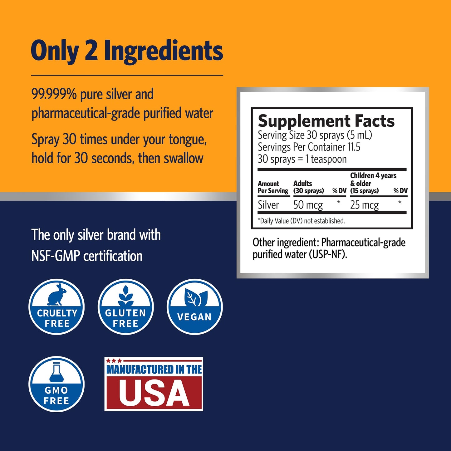 Sovereign Silver Immune Support – Colloidal Silver Hydrosol 10 ppm | Fine Mist Spray 2 fl oz