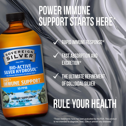 Sovereign Silver Immune Support – Colloidal Silver Hydrosol 10 ppm, 16 fl oz