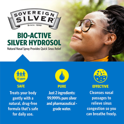 Sovereign Silver Bio-Active Colloidal Silver Nasal Spray 10ppm – 2oz Pack of 2