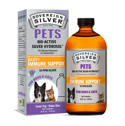 Sovereign Silver Pets Immune Support – 10 ppm Colloidal Silver for Dogs & Cats (16 oz)