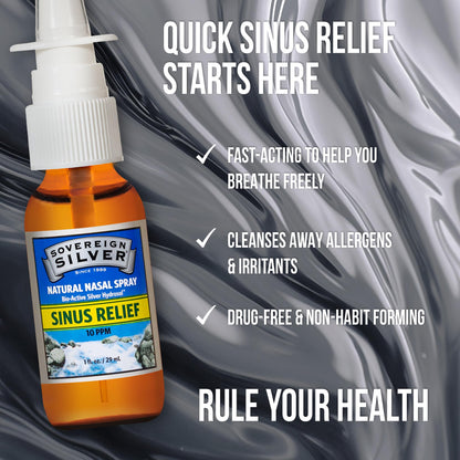 Sovereign Silver Natural Nasal Spray (10 ppm) - Drug-Free Colloidal Silver for Nasal Comfort & Immune Support, Adults & Kids, 1 fl oz