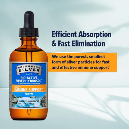 Sovereign Silver Immune Support - 10 ppm Colloidal Silver (4 oz / 118 mL)