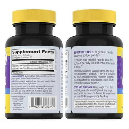 InnovixLabs Full Spectrum Vitamin K2-90 Softgels with MK4 & MK7 (600 mcg) – Supports Bone Health, Brain Function | Soy & Gluten Free
