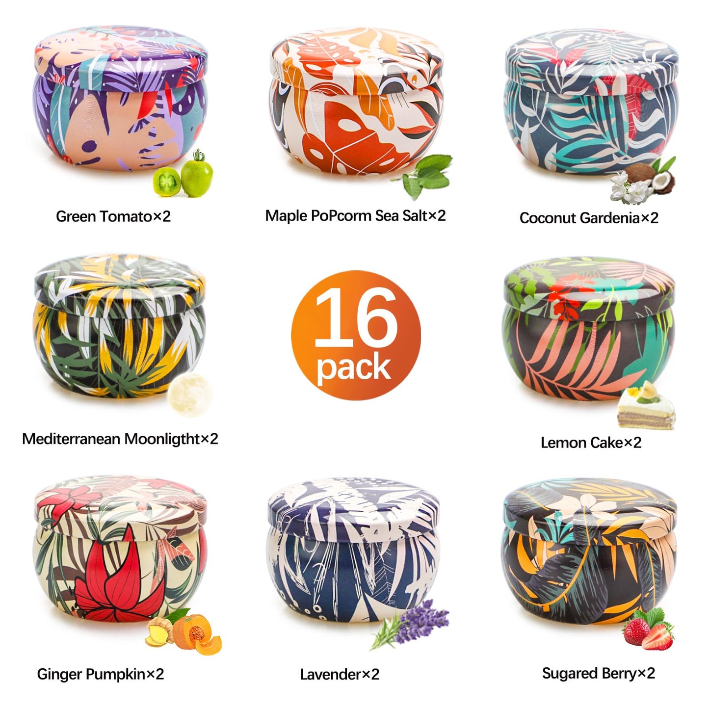 Soy Wax Candle Gift Set – 16 Pack with Dried Flowers | Aromatherapy Gifts