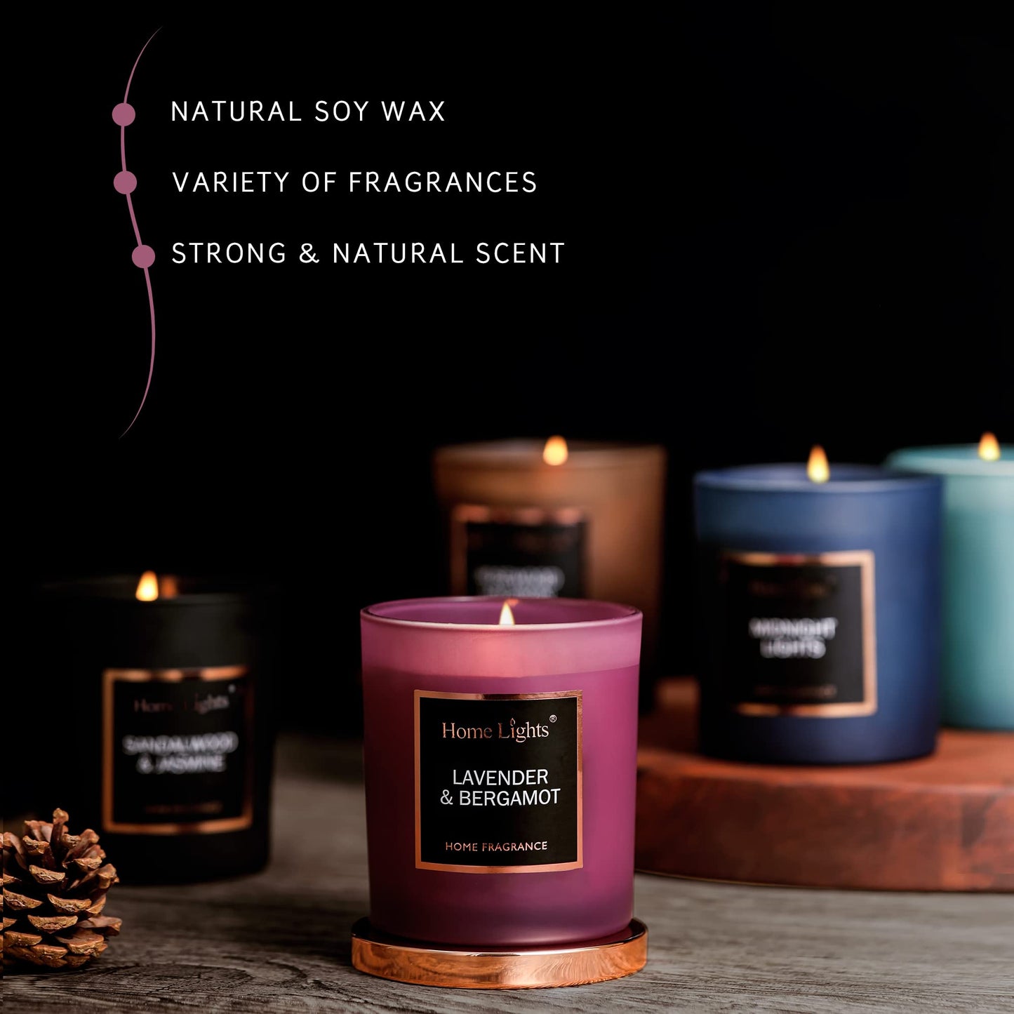 Scented Soy Candles – Lavender & Bergamot, 35h Burn Time | Natural Wax