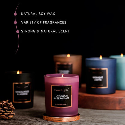 Scented Soy Candles – Lavender & Bergamot, 35h Burn Time | Natural Wax