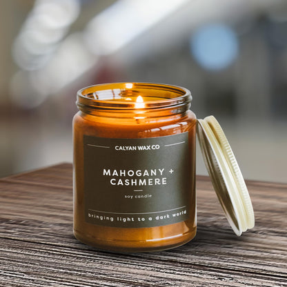 Calyan Wax Co. Mahogany & Cashmere Candle - 57-Hour Burn - 7.2oz Soy Wax