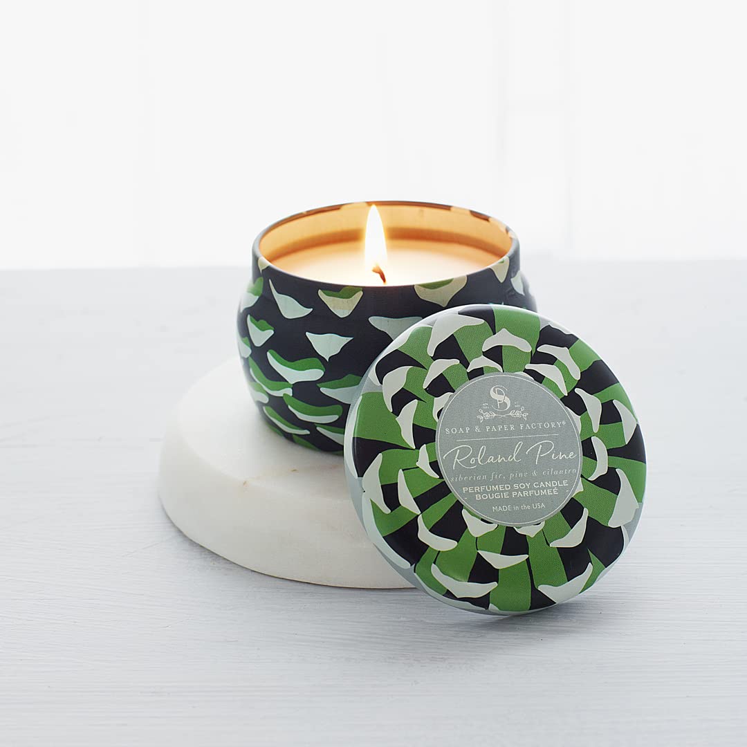Soap & Paper Factory Roland Pine 3 oz Candle Tin | Soy Wax, Pine Scent