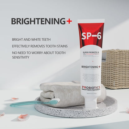 SP-6 Probiotic Whitening Toothpaste – 6 Probiotics for Whitening, Gum Health, Enamel-Safe, Fluoride-Free, Fresh Mint | 4.9 oz