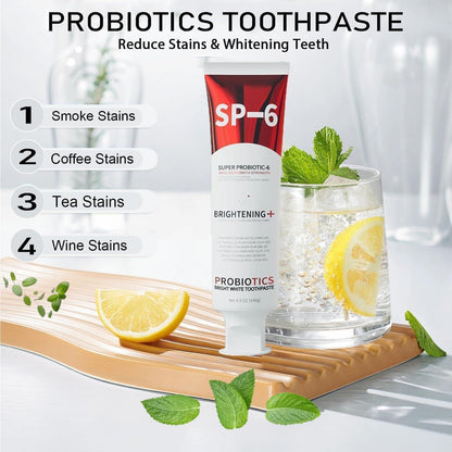 SP-6 Probiotics Whitening Toothpaste – Enamel-Safe, Fluoride-Free, Fresh Mint