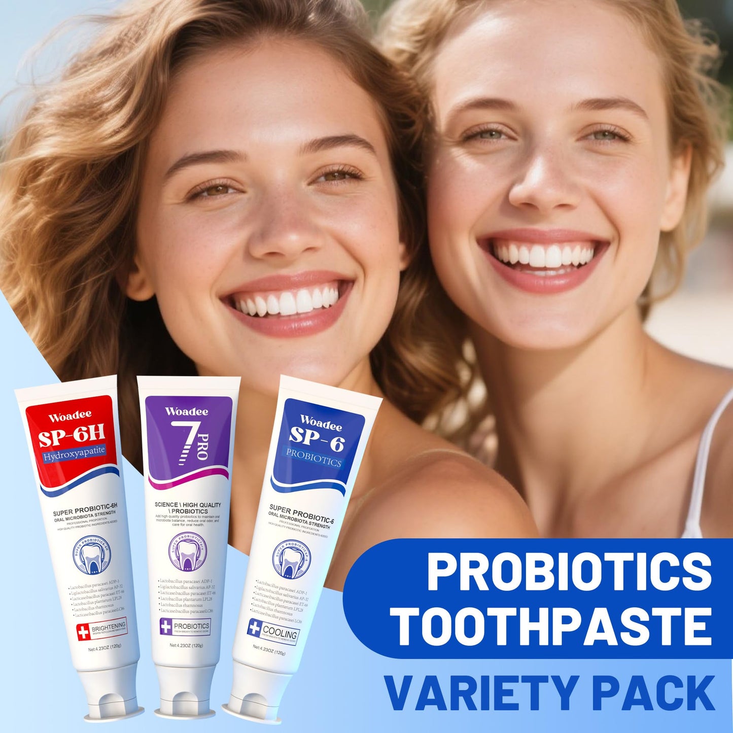 SP-6 Toothpaste Set — 6 Probiotics for Whitening & Fresh Breath (Fluoride-Free, Enamel Safe, 2-Tube Pack)