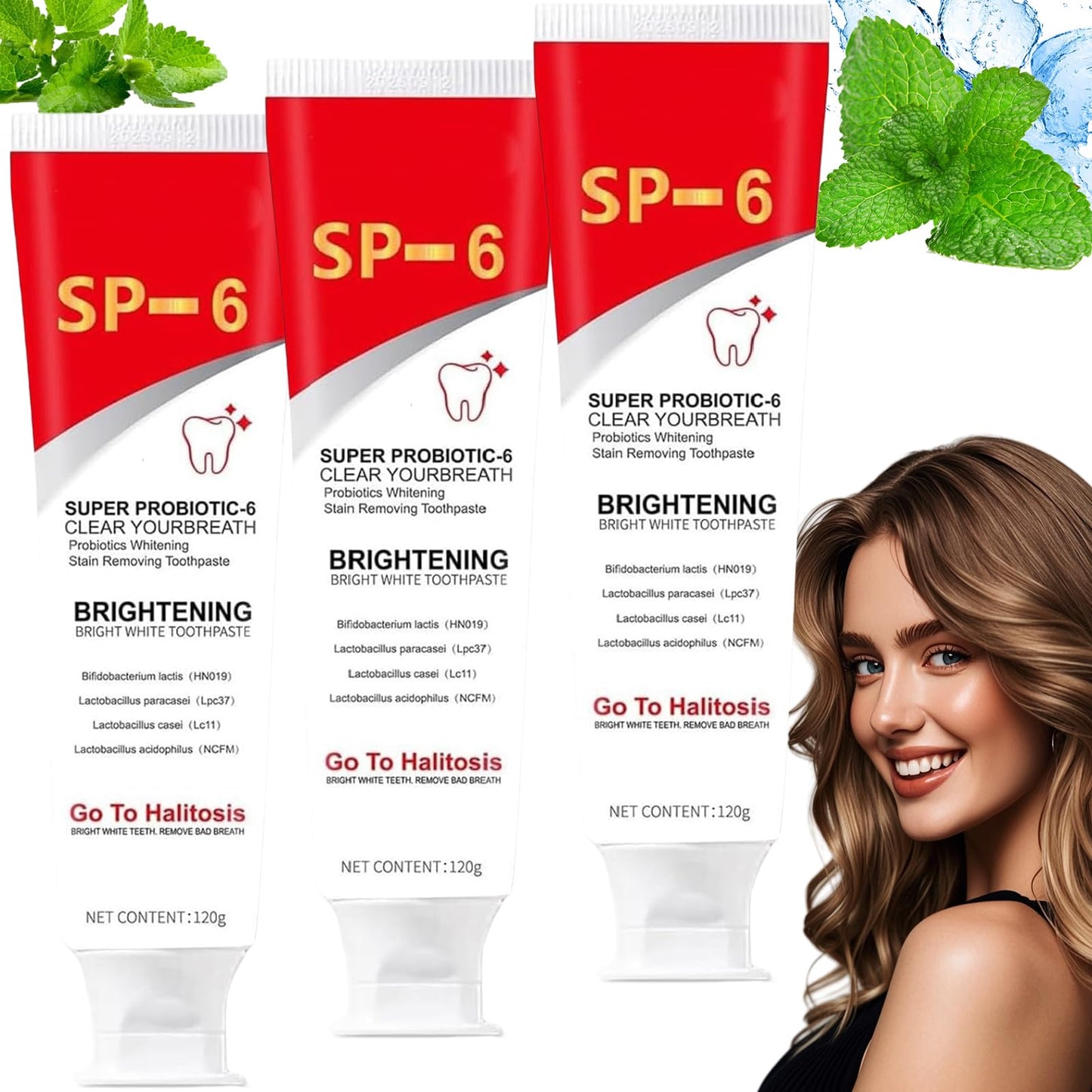 3Pcs SP-6 Ultra Whitening Toothpaste | Super Probiotic SP-6 Toothpaste | Deep Cleaning & Fresh Breath | Men and Women