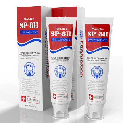 SP-8 Hydroxyapatite Probiotic Whitening Toothpaste – 8 Probiotics + HA, Fluoride-Free (2-Pack)