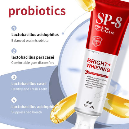 SP-8 Probiotics Whitening Toothpaste – Enamel-Safe, Fluoride-Free, Double Mint Flavor