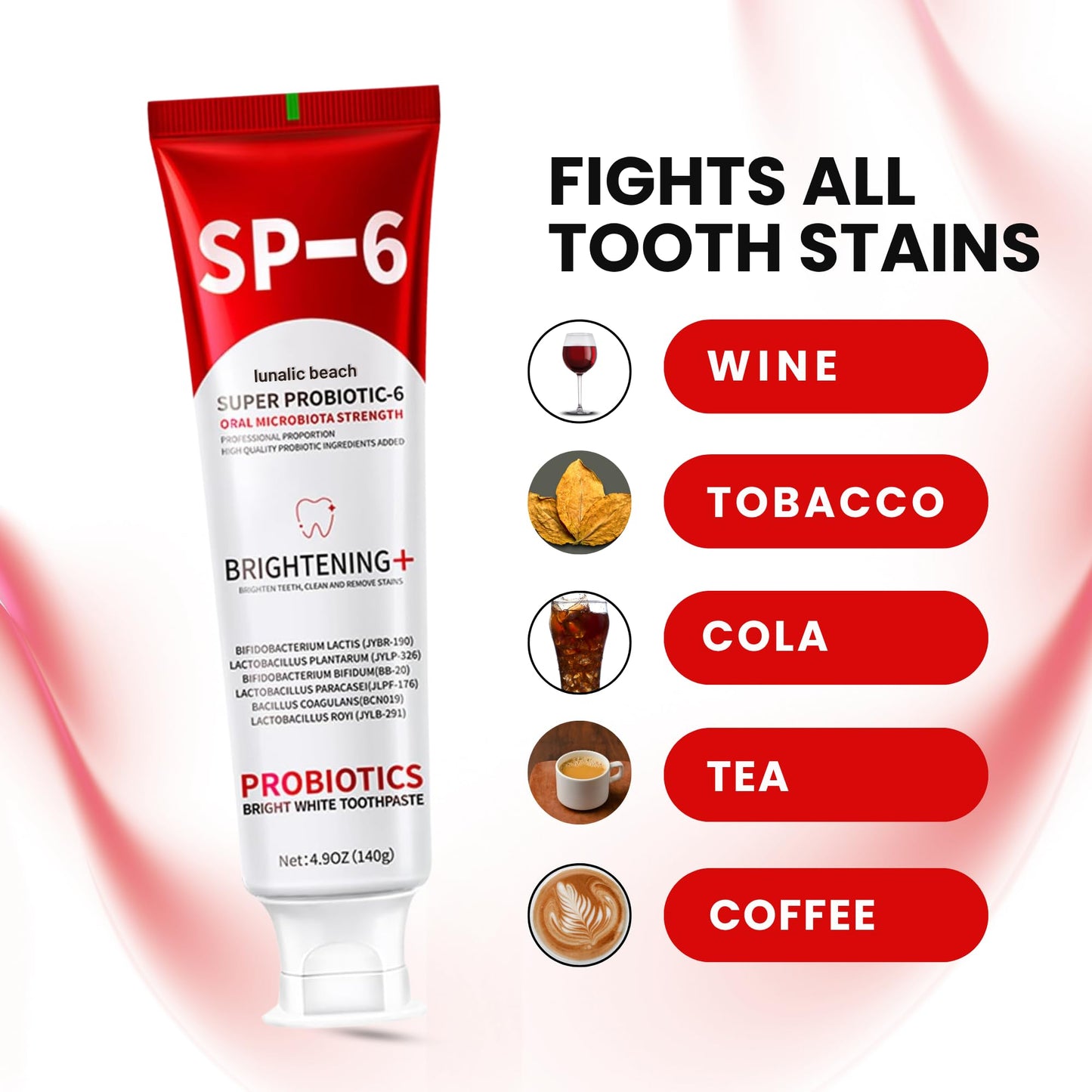 SP6 Toothpaste 3-Pack – Probiotic Whitening, Gum Health, Fluoride-Free, Mint 4.9 oz