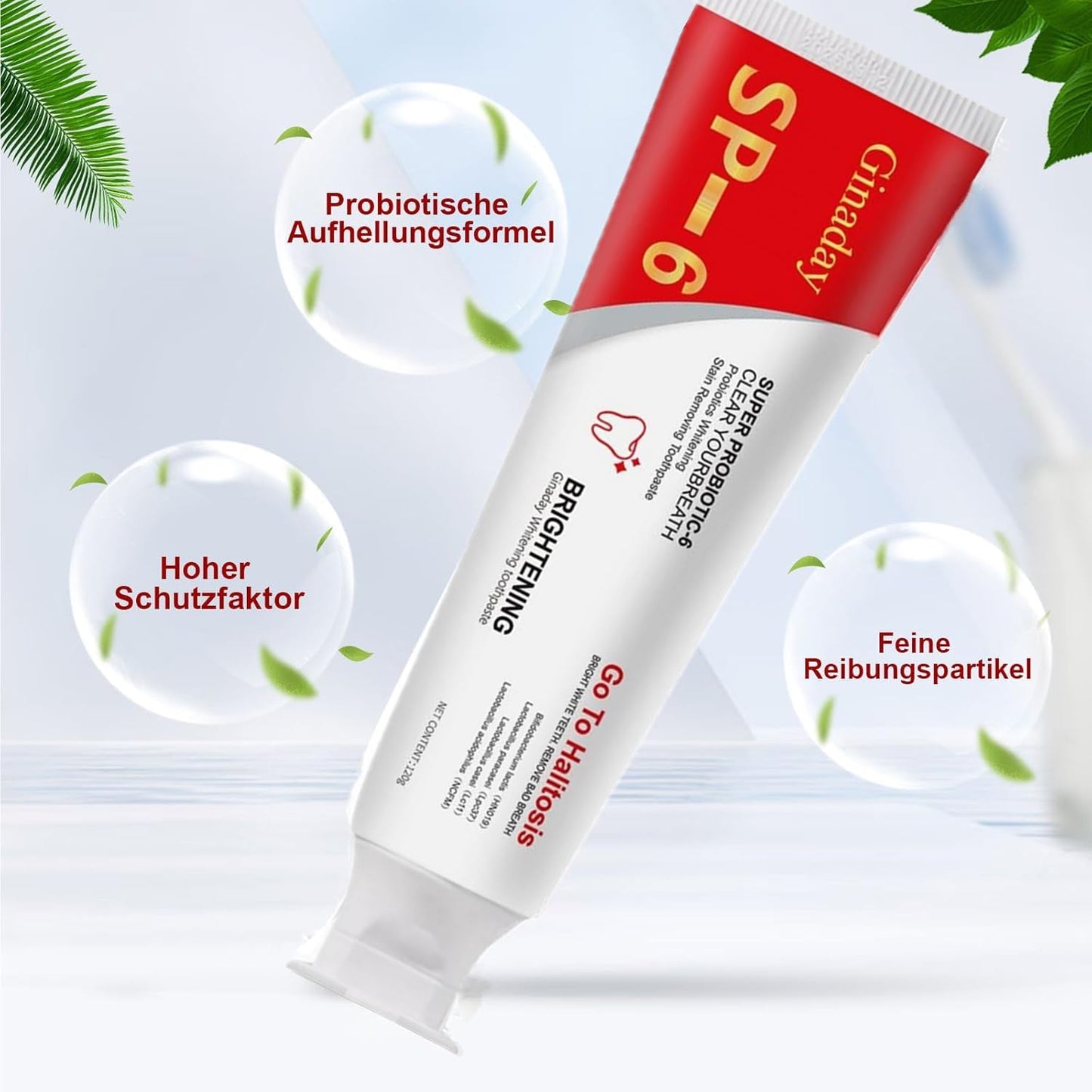 2Pcs SP-6 Probiotic Whitening Toothpaste – Fluoride-Free, Probiotic-6 Formula, Fresh Breath