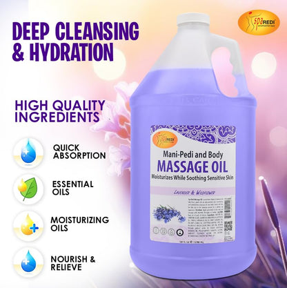 SPA REDI Massage Oil – Lavender Wildflower (128 Oz) | Full Body Massage Therapy
