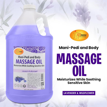 SPA REDI Massage Oil – Lavender Wildflower (128 Oz) | Full Body Massage Therapy