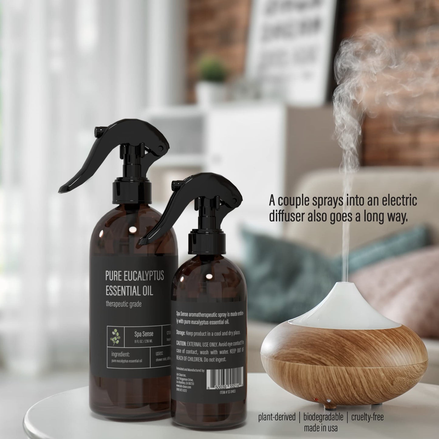 Spa Sense Pure Eucalyptus Oil Shower Mist & Steam Room Spray – 4 oz, 2 Pack | Premium Aromatherapy Essential Oil Spray
