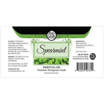 Oil of Youth Spearmint Essential Oil 16oz – Pure Spearmint for Skin Therapy & Aromatherapy