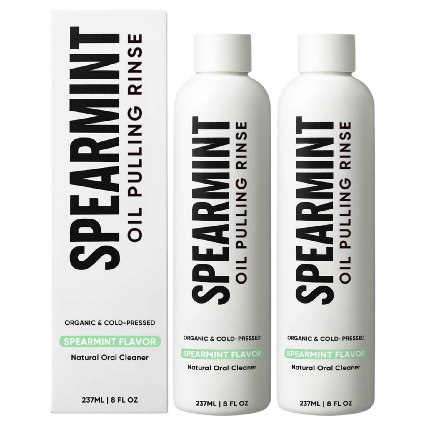 Spearmint Oil Pulling Rinse – with Organic Cold-Pressed Coconut Oil ＆ Mentha Haplocalyx Oil, Natural Mouthwash for Fresh Breath, Healthy Gums & Teeth Whitening, 8 fl oz (2)