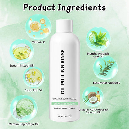 Spearmint Oil Pulling Rinse – Cold-Pressed Coconut Mouthwash, 8 oz