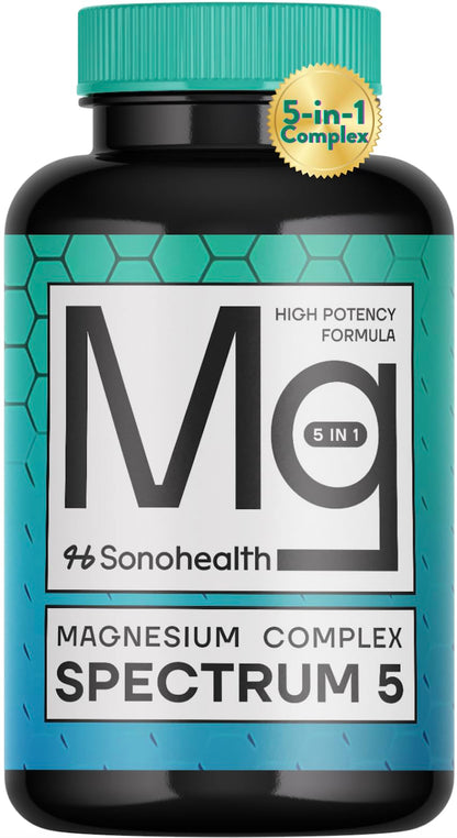 Spectrum 5 Magnesium | 5-in-1 Complex + 72 Trace Minerals for Enhanced Absorption | Irish Sea Sourced | 500mg per Serving | Made in USA, Third Party Tested, GMP Certified