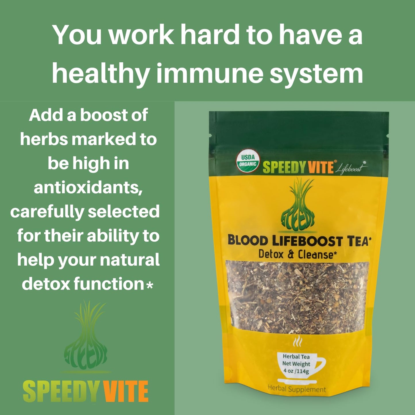 SpeedyVite Blood Cleansing LifeBoost Tea Organic – Herbal Immune Support
