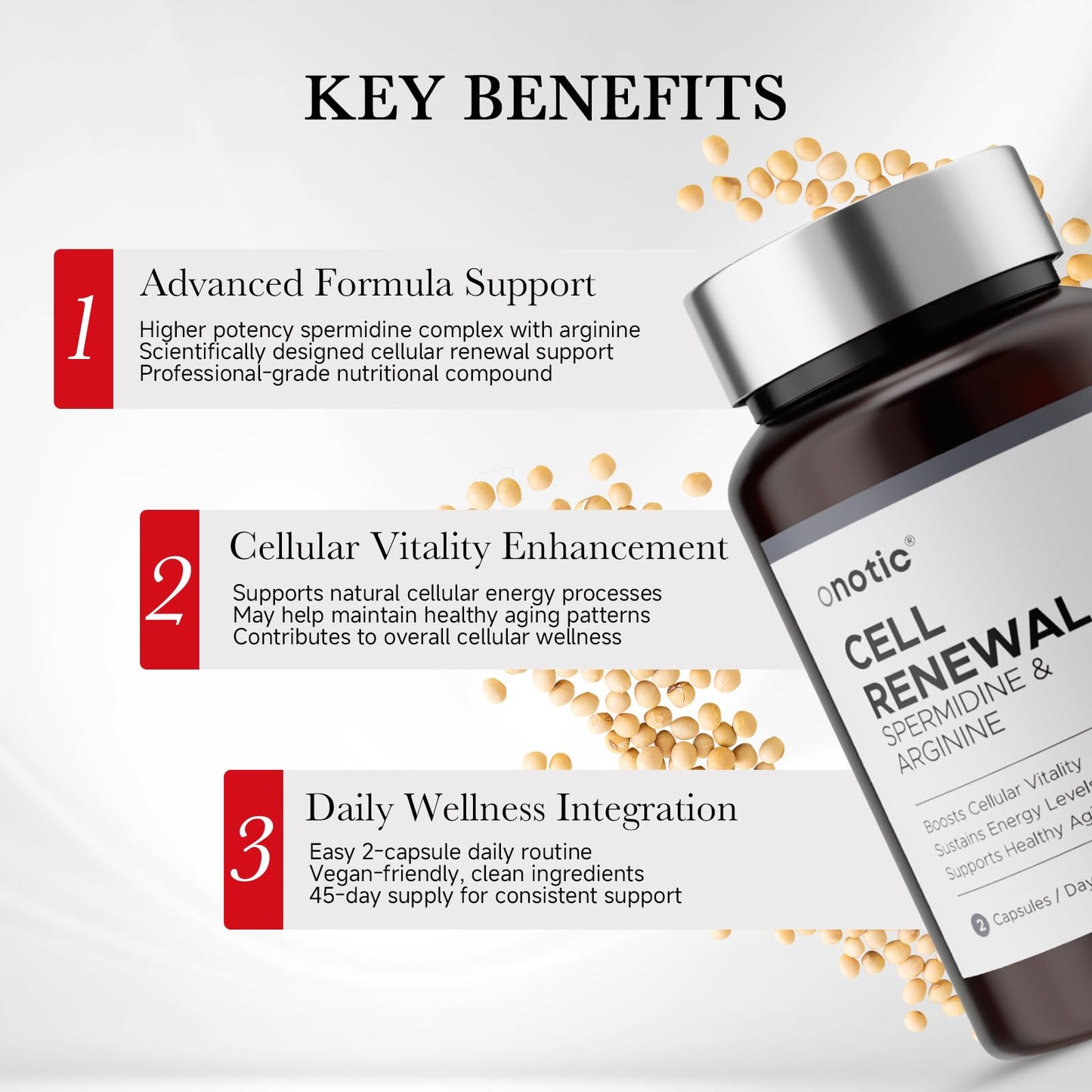 Spermidine 90 Capsules – Pure 15 mg per Serving for Energy Support, Cellular Vitality & Arginine, 45 Servings per Bottle