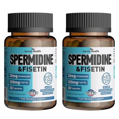 Spermidine & Fisetin Supplement – 20mg Spermidine, 300mg Fisetin | 60 Veggie Caps | Made in USA