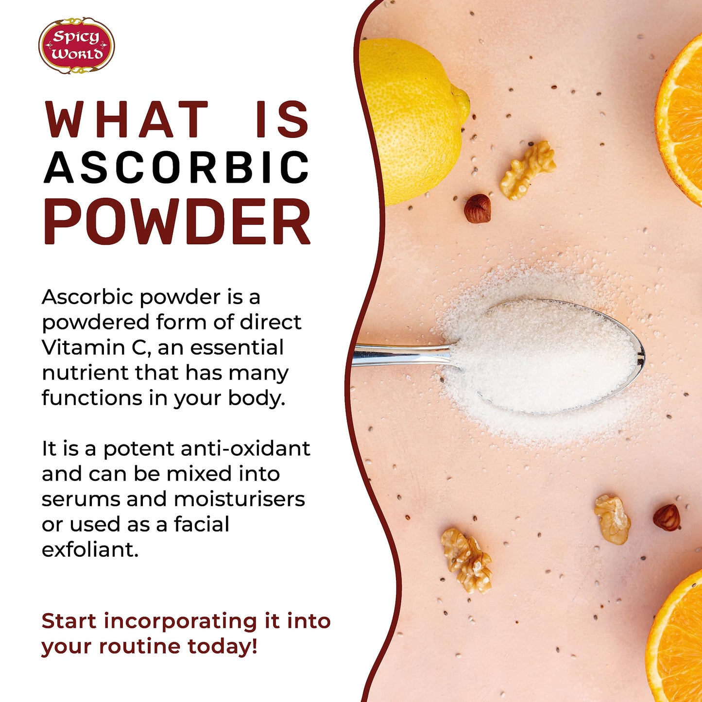 Spicy World Vitamin C Powder 5 lb (Ascorbic Acid) USP | Bulk Dietary Supplement