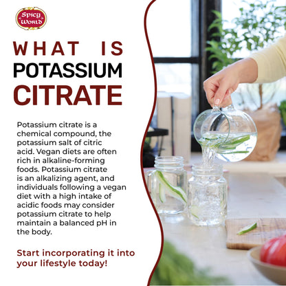 Spicy World Potassium Citrate Powder 8 oz - Pure, Vegan, Food Grade