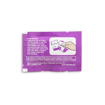Spiffies Baby Teeth Wipes - Grape Flavor, Xylitol Dental Wipes for Teething Relief & Cleaning (20 Count, 3 Pack)