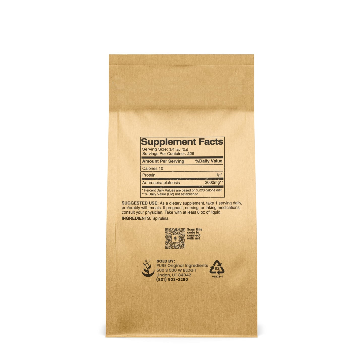 Pure Original Spirulina Powder (1 lb) - Phycocyanin Green Superfood