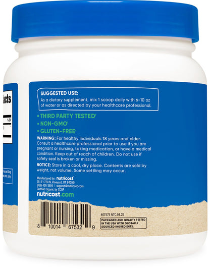 Nutricost Organic Spirulina Powder 454g (1lb) – Pure, Certified Organic Superfood
